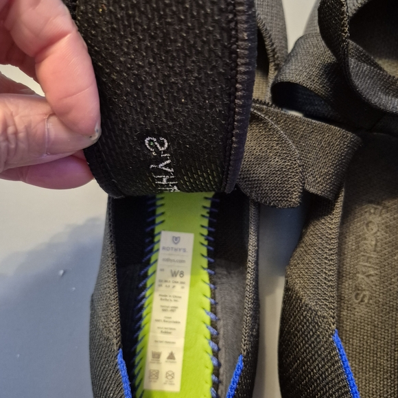 Rothy's Black Flats with Bow and Blue Trim - Picture 2 of 3